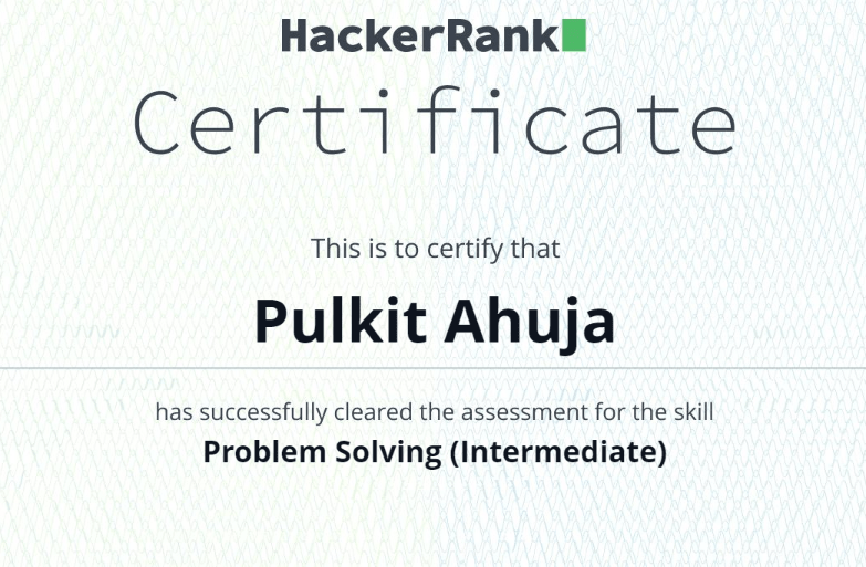 Hackerrank Problem Solving Certificate